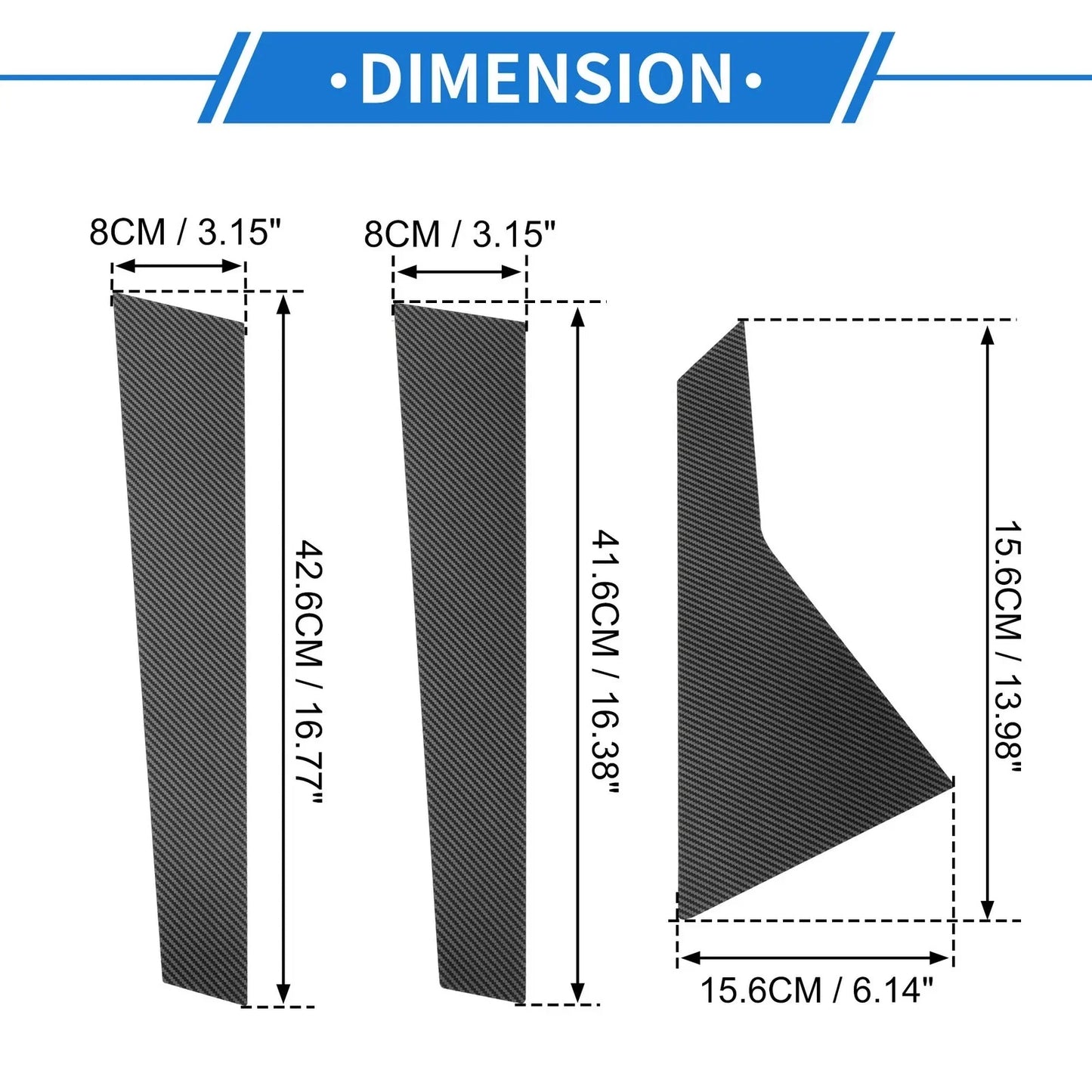 6 x Door Pillar Window Trim for Hyundai Genesis Carbon Fiber ( Specified)