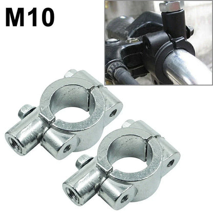 25MM M10 Rearview Mirror Mount Holders Adapter Clamp for Motorcycles Silver