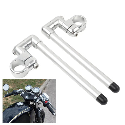 37MM Clip-On Handlebar for Universal Cafe Racer 7/8" Fork Tube Silver