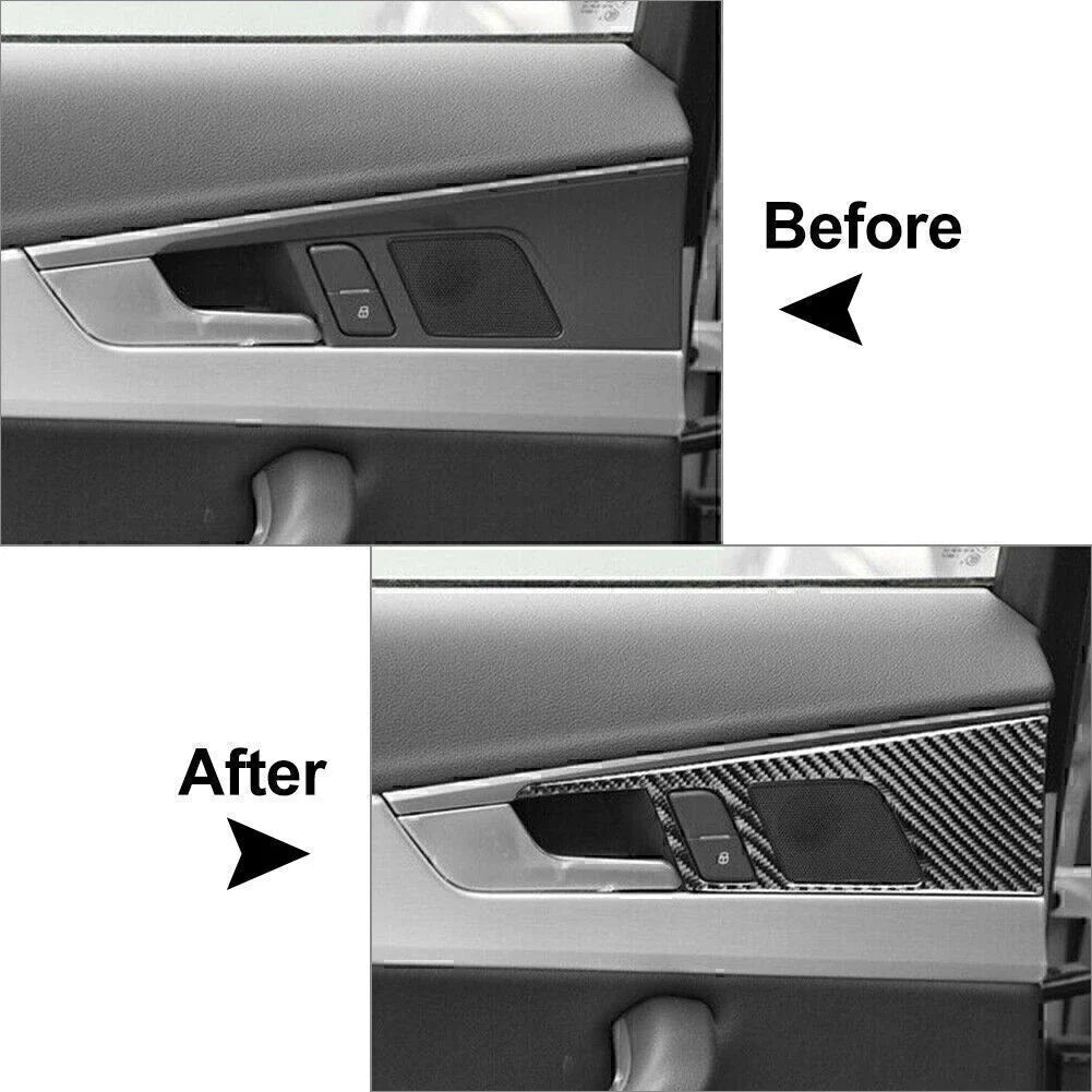 4 Pcs Carbon Fiber Door Handle Trim for Audi A4 B9 (2017-2020)