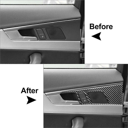 4 Pcs Carbon Fiber Door Handle Trim for Audi A4 B9 (2017-2020)