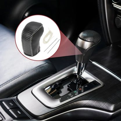 Gear Shift Knob Cover for Hyundai Tucson 2015-2018 Black Beige Faux Leather