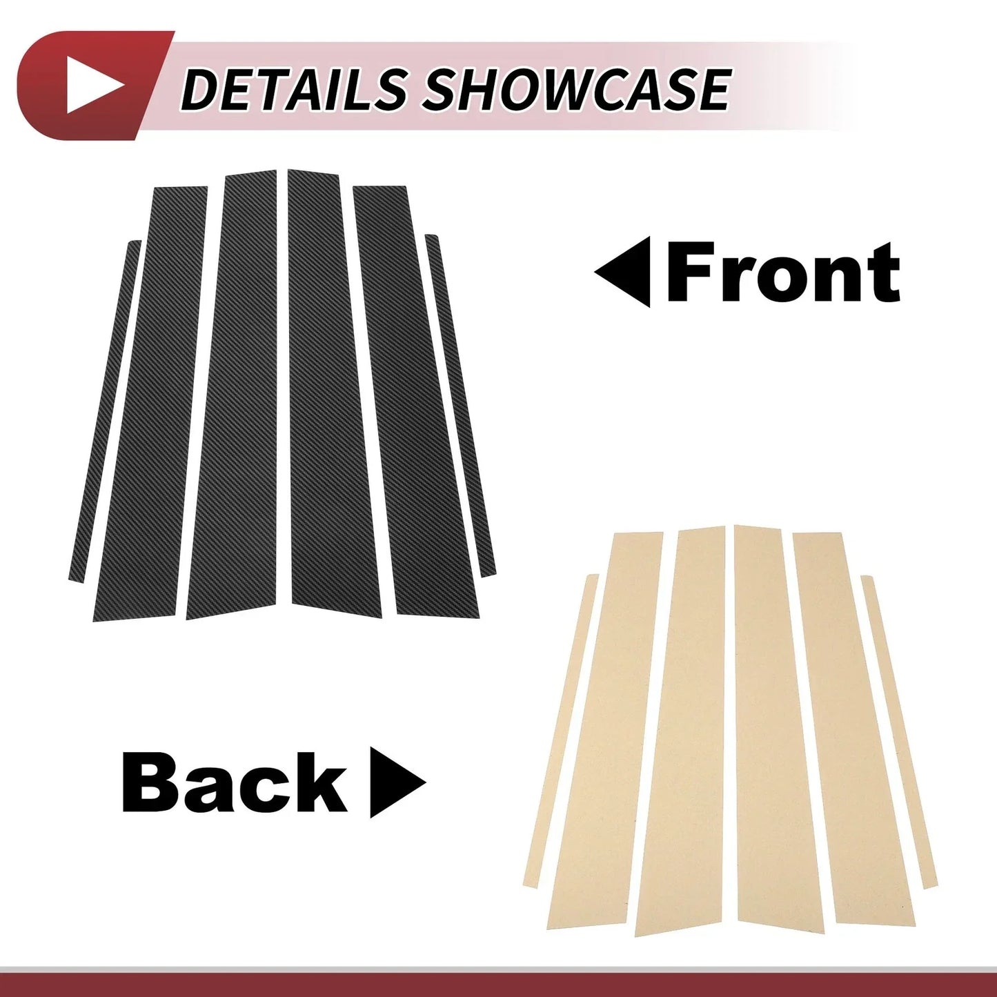 6 Pcs Door Pillar Window Trim for Lexus CT200h (2011-2019) Carbon Fiber Black