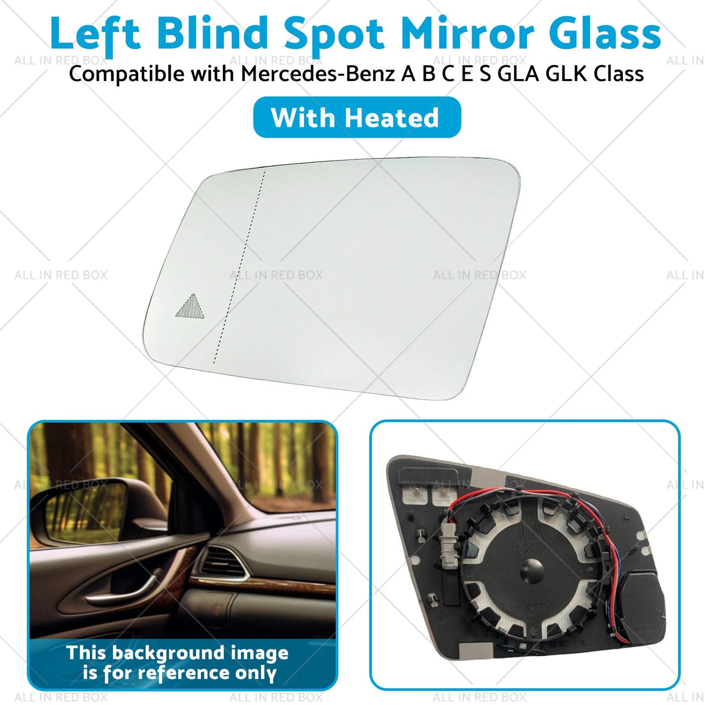 Left Blind Spot Mirror Glass for Mercedes-Benz GLA GLK Class (2009-2020)