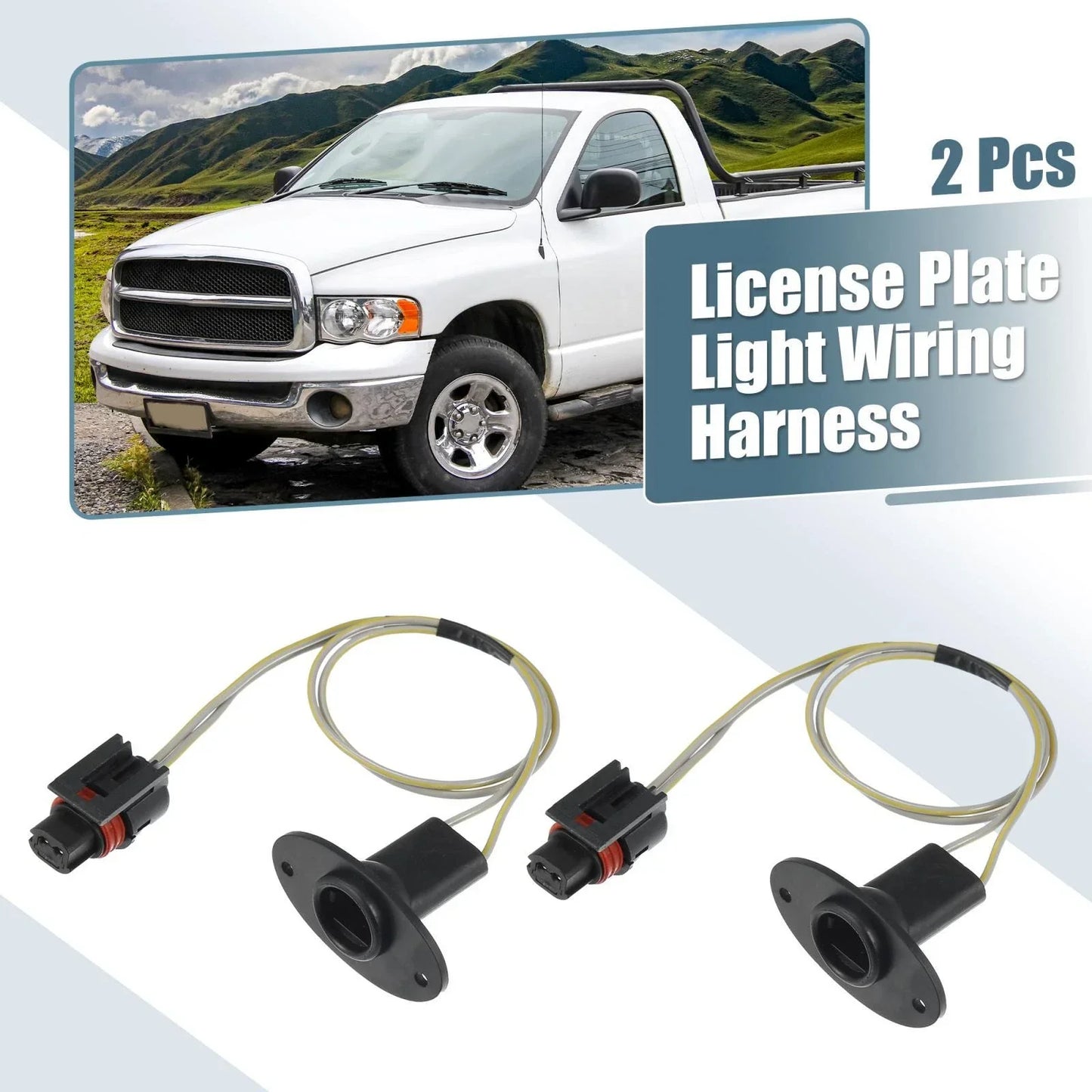 2 x License Plate Light Wiring Harness Socket for Dodge Ram 1500 (2009-2018)