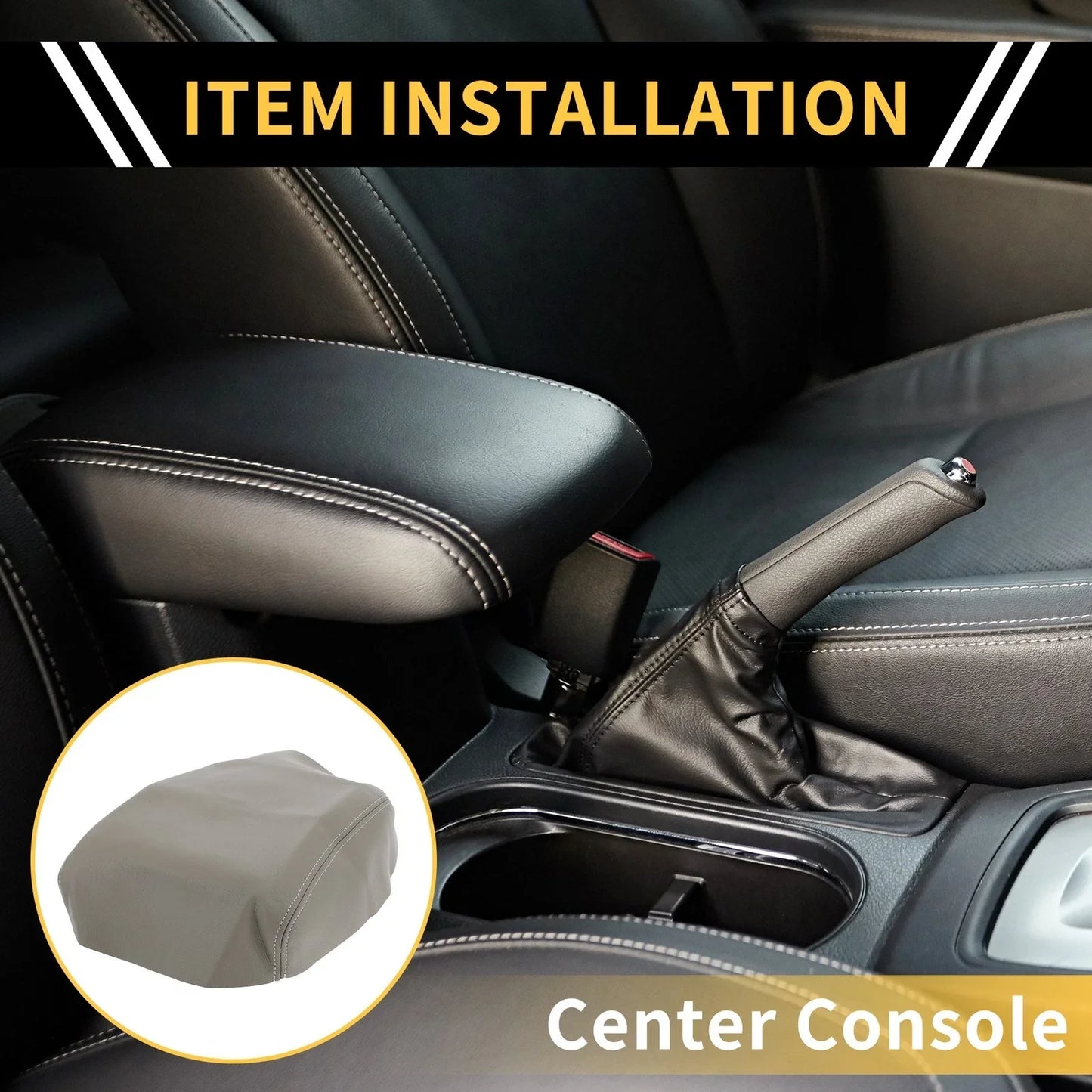 Center Console Cover for Honda Ridgeline 2006-2014 Microfiber Leather Grey