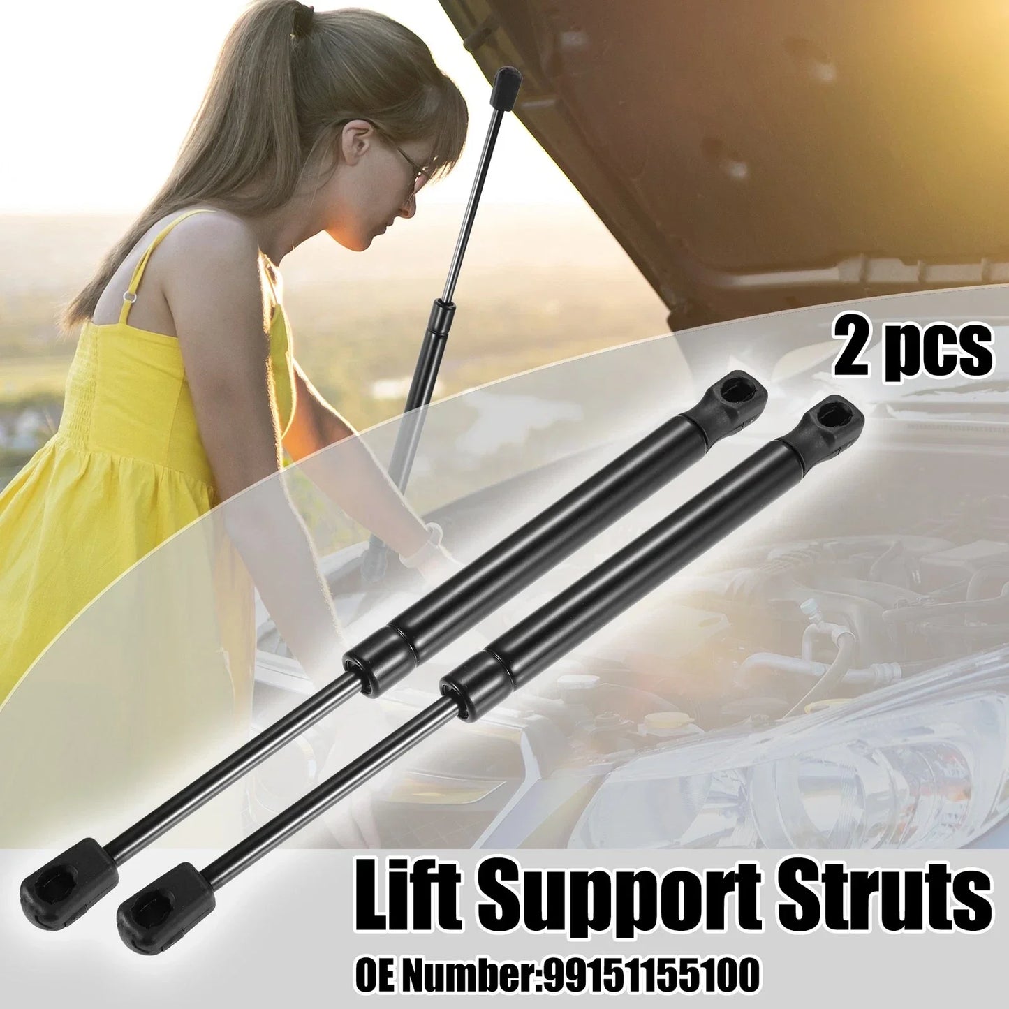 2 x Front Hood Lift Support Gas Struts for Porsche 911 (2012-2017)