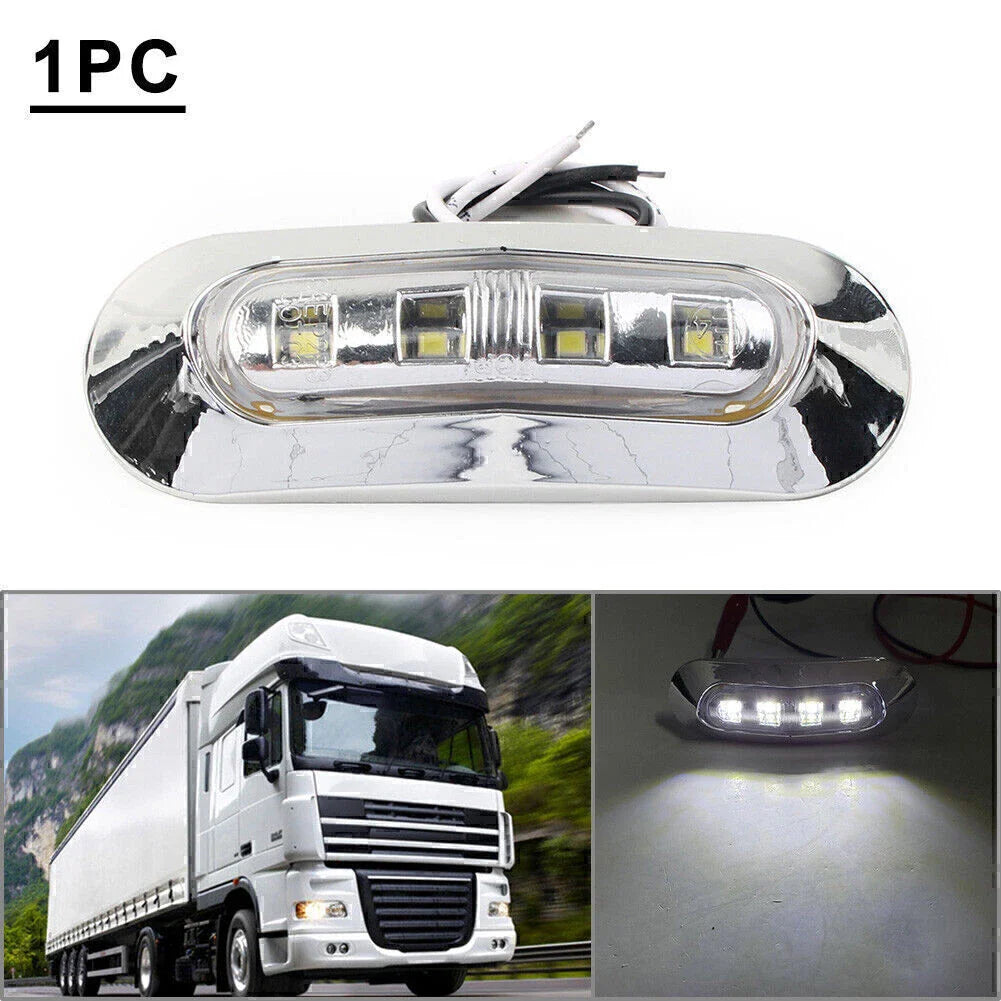 4 x LED White Side Clearance Marker Lights for Car Truck Trailer Pickup 12V