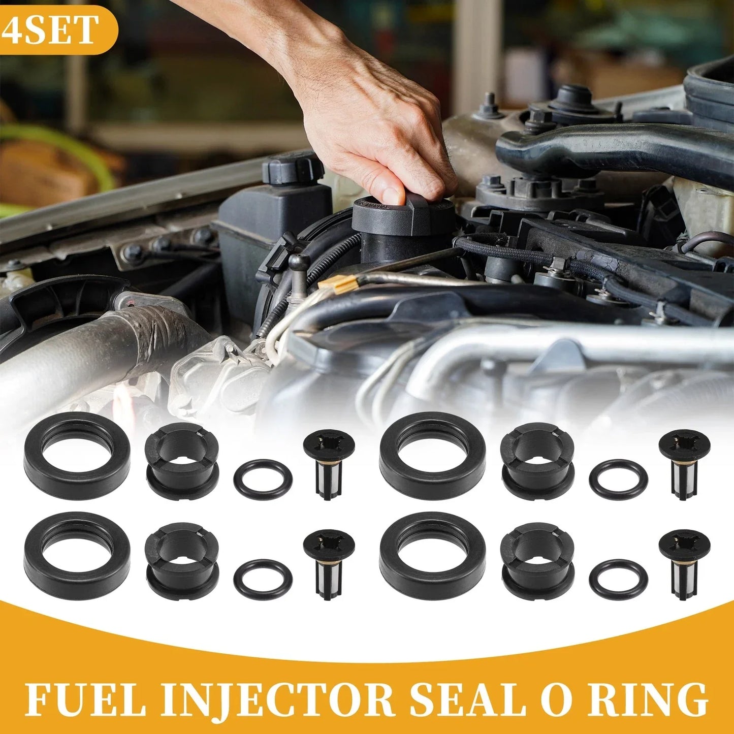 Fuel Injector Seal O Ring 4 x Sets for Honda CRV (1999-2001) NBR Rubber Black