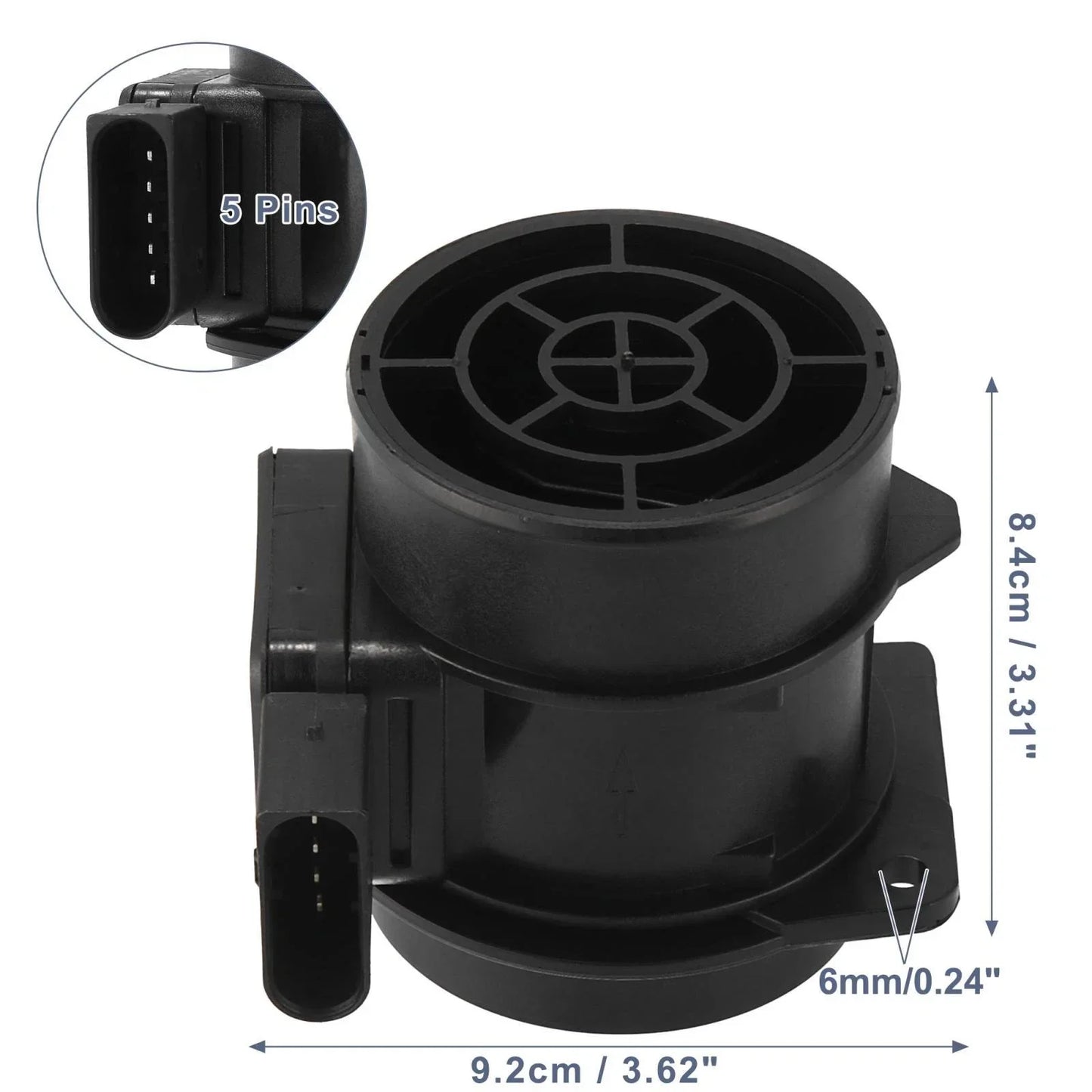 Black Mass Air Flow Meter Sensor 5 Pin for Mercedes-Benz (A-Class, 2000-2004)