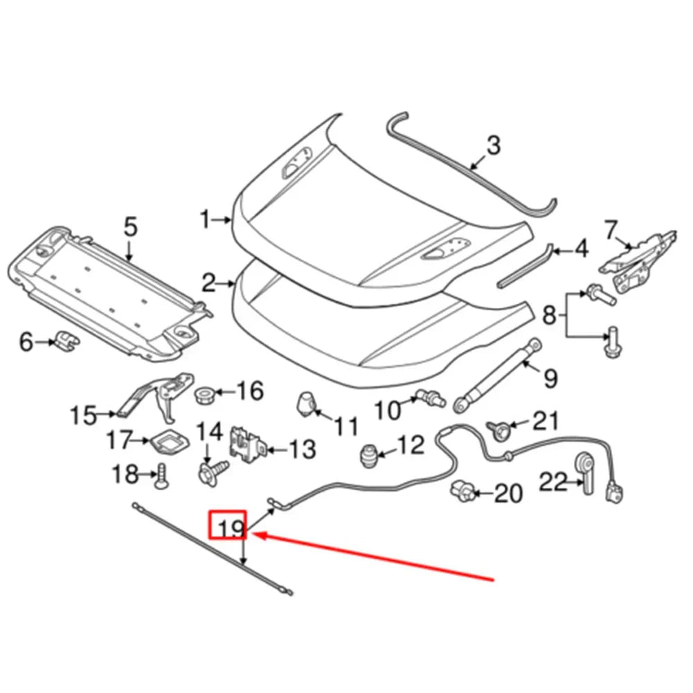 Hood Control Lock Cable for Land Rover Discovery Sport, Range Rover Evoque