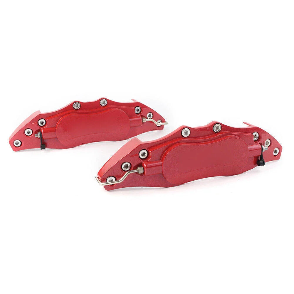 Red 3D Metal Brake Caliper Covers for Universal Car (Fits Most Models)