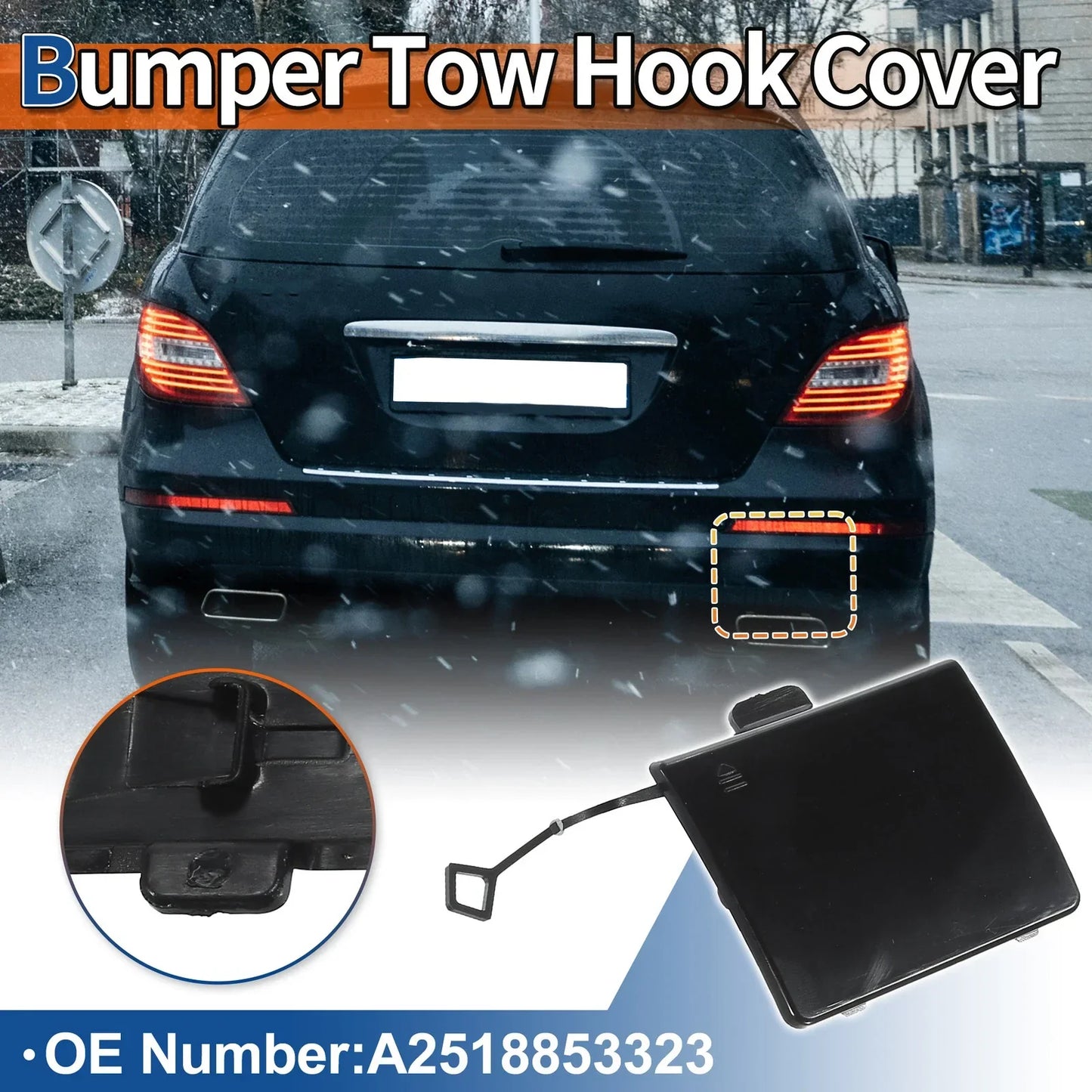 Rear Bumper Tow Hook Cover for Mercedes-Benz W251 R350 (2006-2012) Black