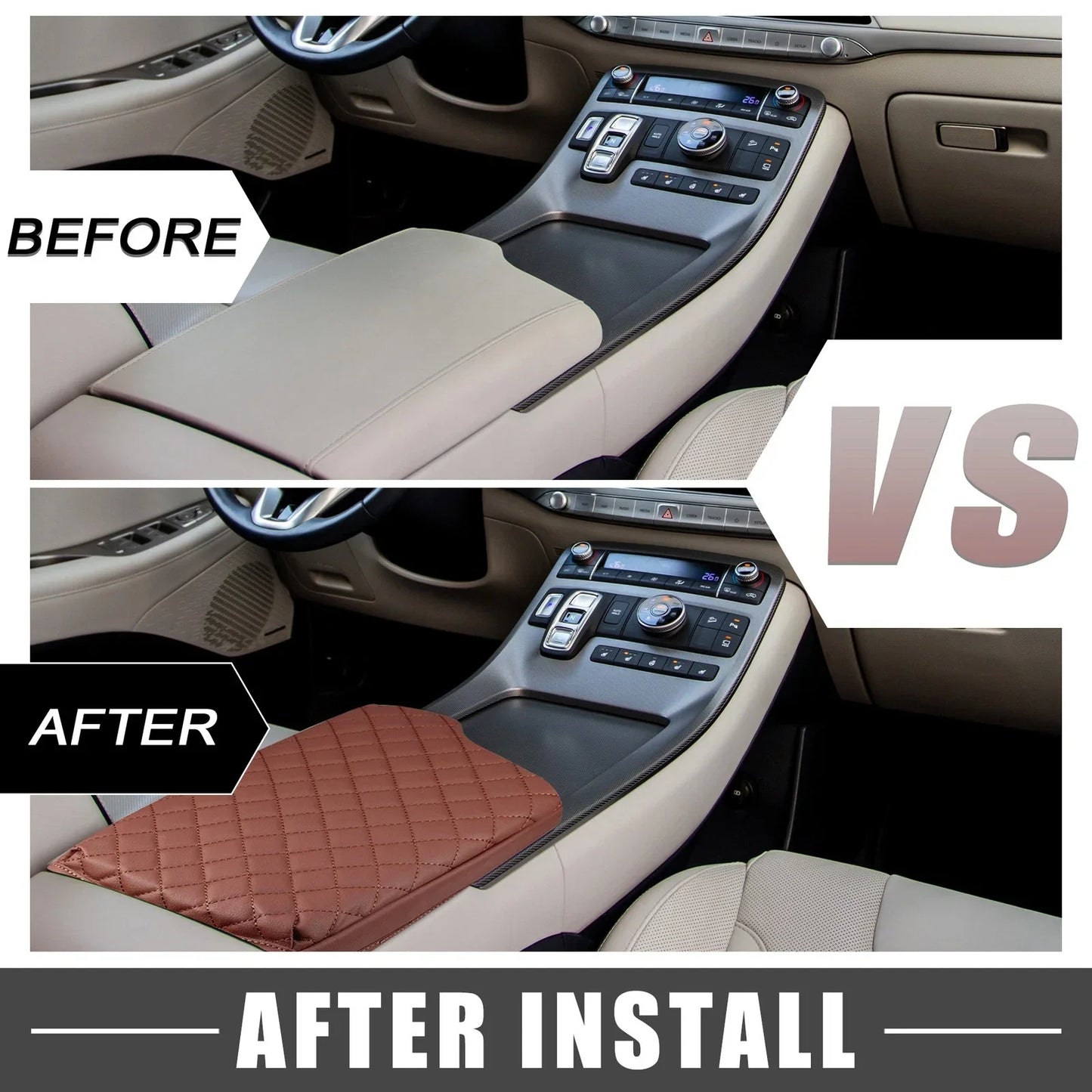 Car Center Console Armrest Cover for Hyundai Palisade (2020-2023) Brown