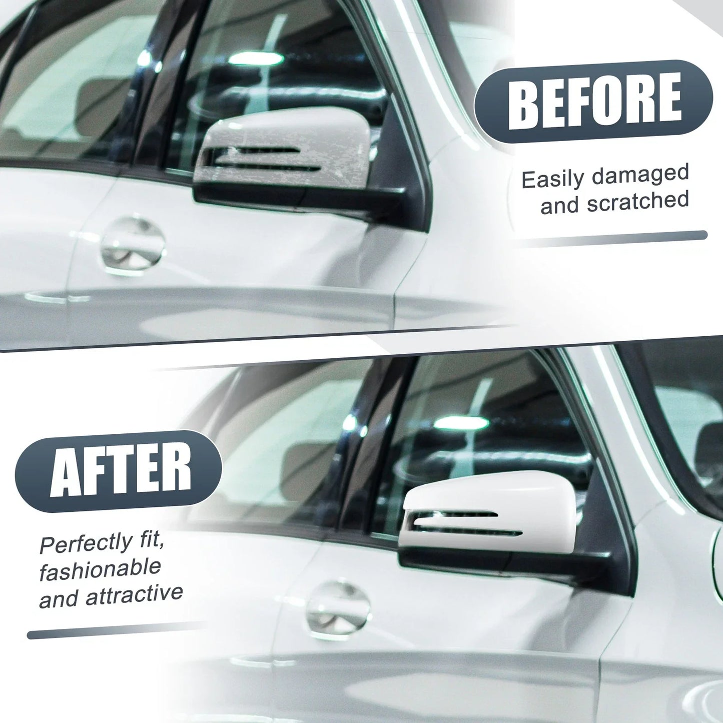 Right Mirror Cover Cap White for Mercedes Benz A Class B Class C Class (2012-2019)