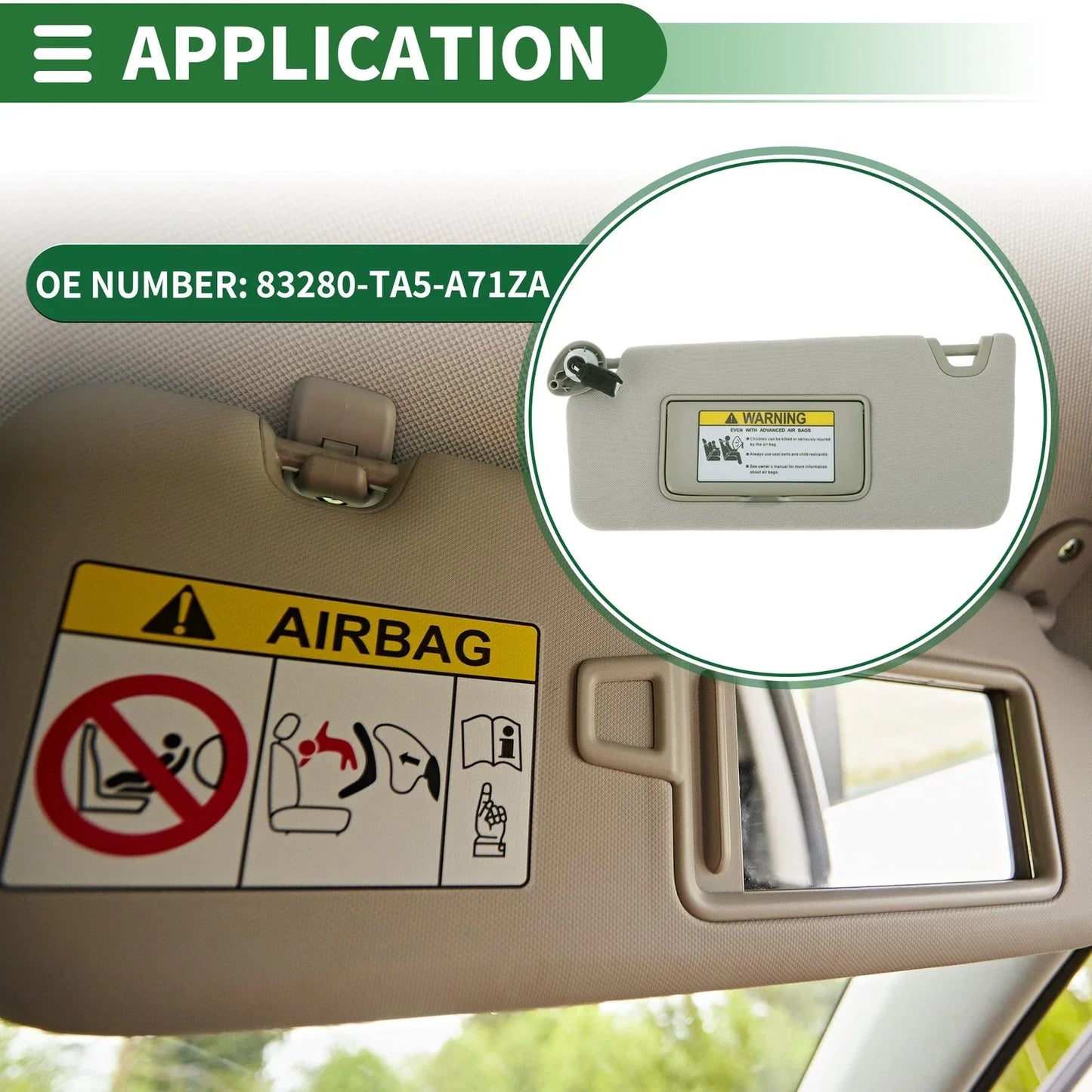 Car Sun Visor for Honda Accord 2008-2012 with Mirror & Light (2 x)