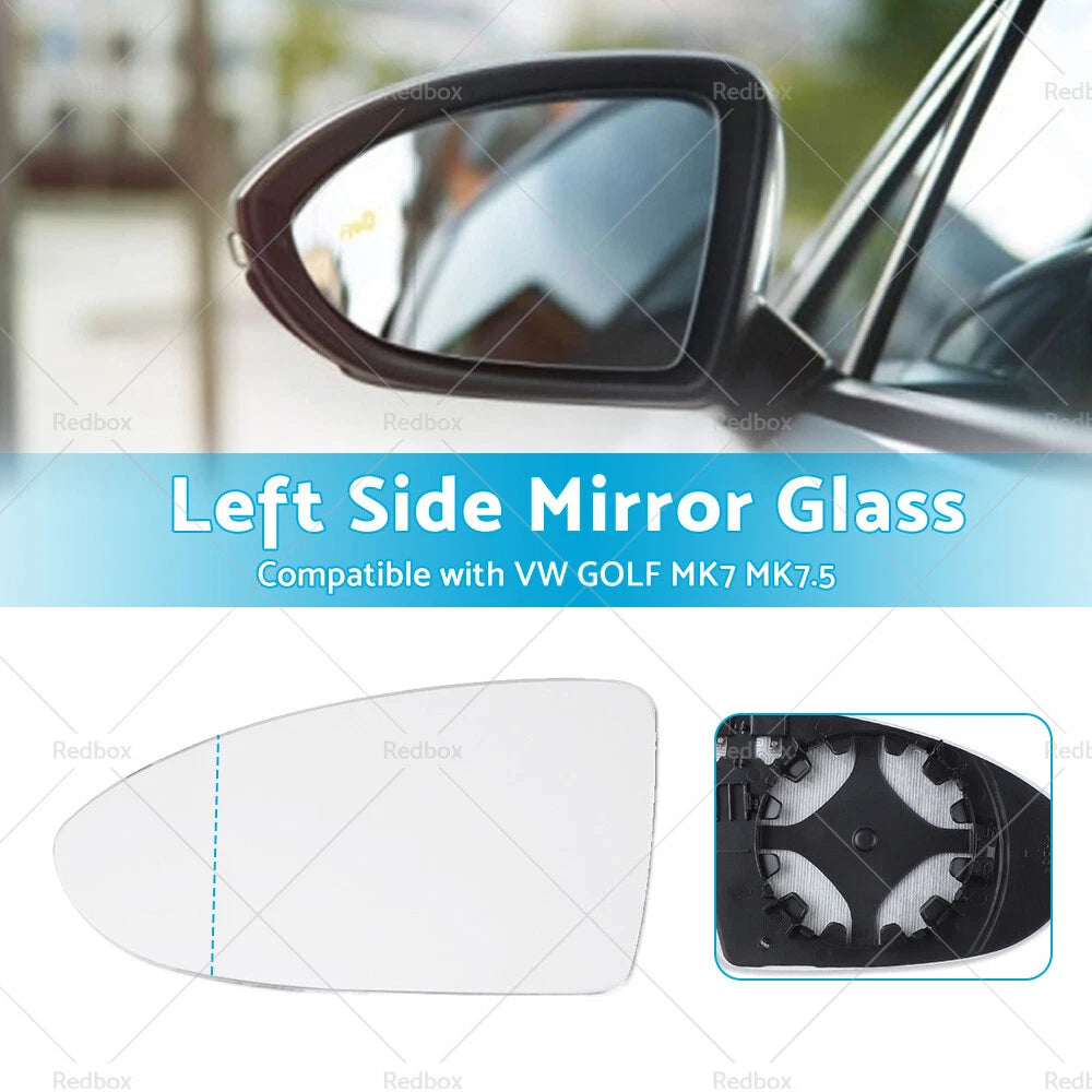 Heated Convex Left Mirror Glass for VW Golf MK7 MK7.5 (2013-2018)