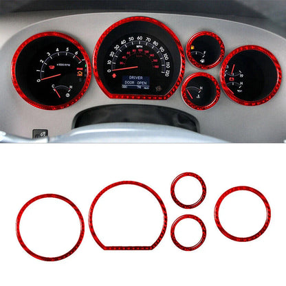 5x Red Carbon Fiber Speedometer Cover Trim for Toyota Tundra (2007-2013)