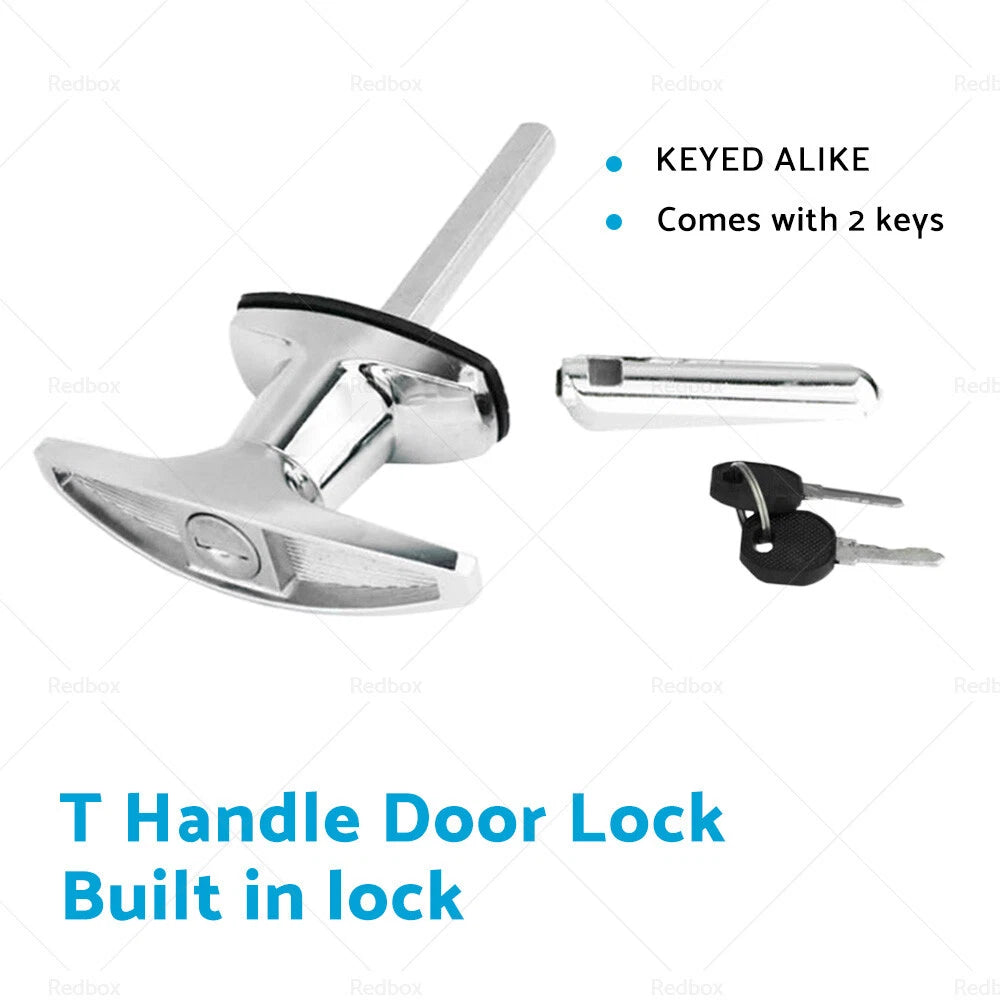Chrome Rear Fixing T Handle Lock w/ Key for Trailer Caravan Toolbox