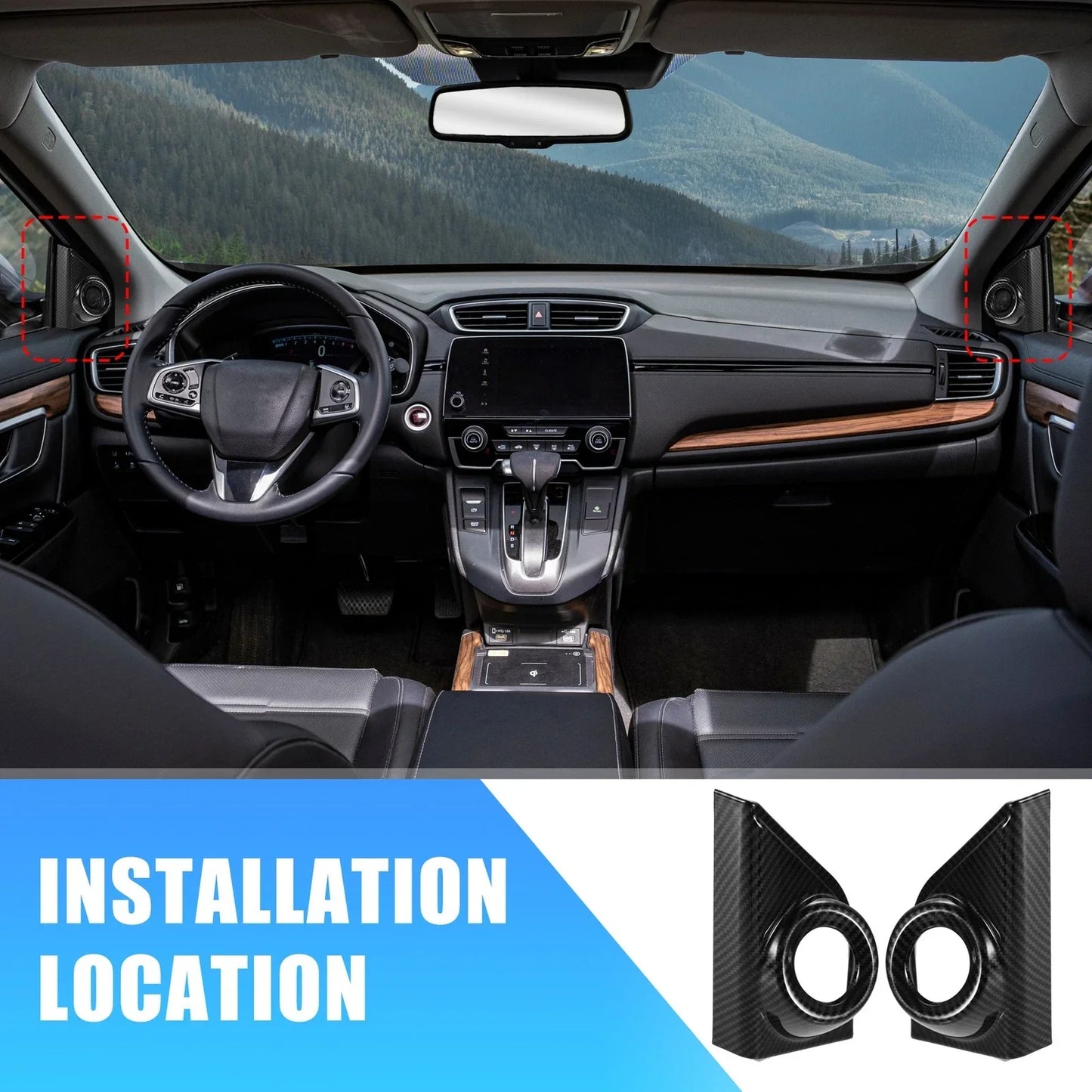 Carbon Fiber Front Door Window A-Pillar Speaker Covers for Honda CR-V (2017-2023)