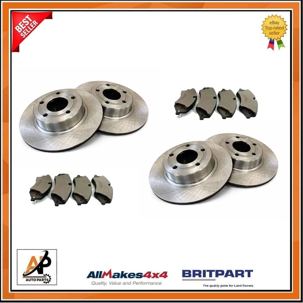 Drilled Brake Pad and Brake Disc Kit Replacement for Land Rover Discovery 2 TD5 (1998–2004)