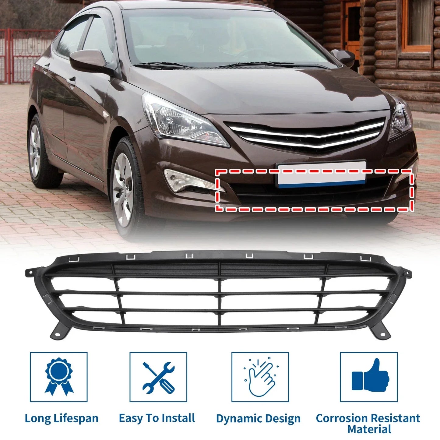 Lower Front Bumper Grille for Hyundai Accent (2015-2017)