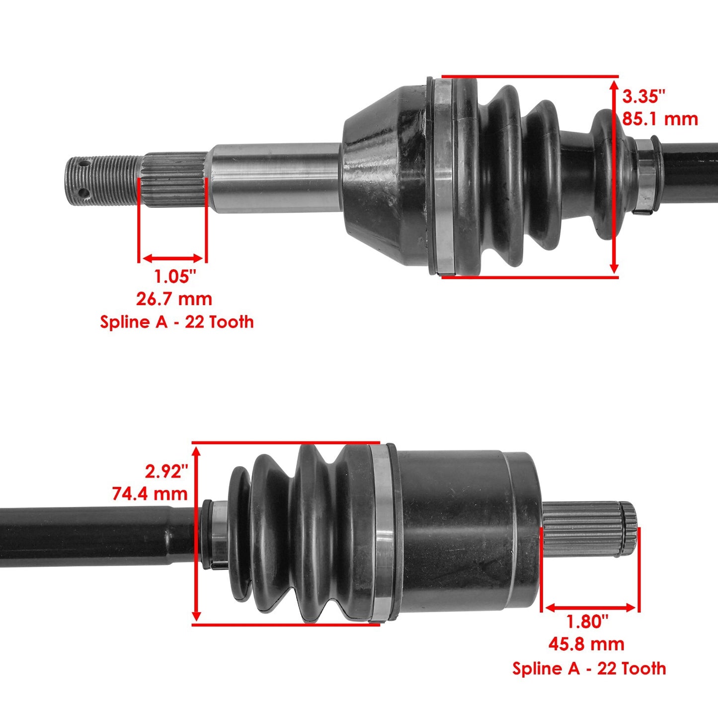 Caltric Front Left or Right CV Axle Replacement for Cub Cadet Volunteer 467 Tracker (2000–2000)