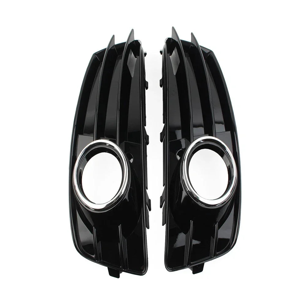 Front Bumper Fog Light Grille Covers with Chrome Ring for Audi A3 (09-12)