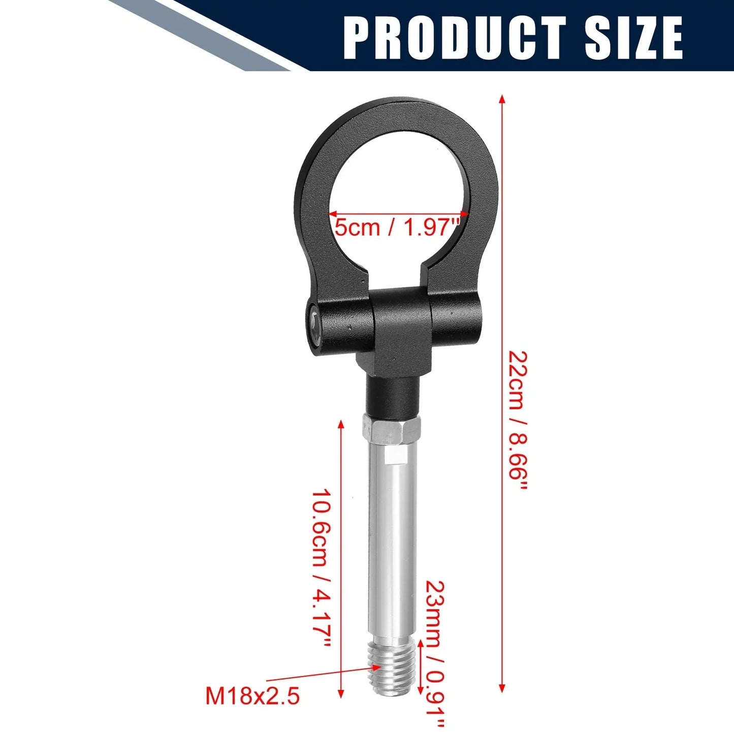 Black Round Front Rear Bumper Trailer Ring Eye Towing for Honda Fit (2009-2013)