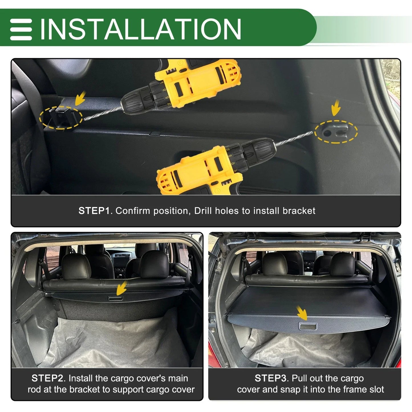 Retractable Cargo Cover for Lexus NX200t (2015-2017) Gloss Black