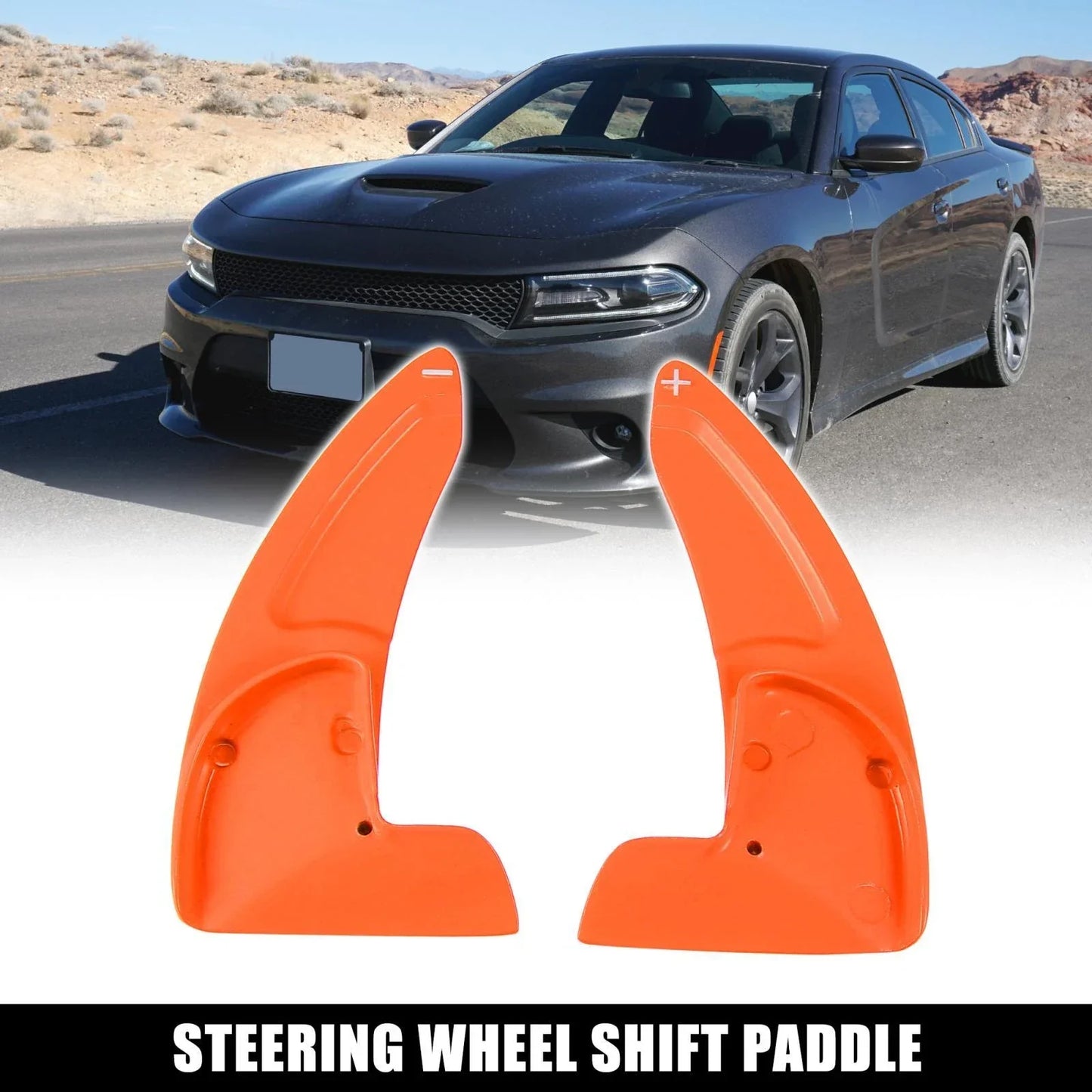 Orange Steering Wheel Paddle Shifter Cover for Dodge Charger Challenger (2015-2023)