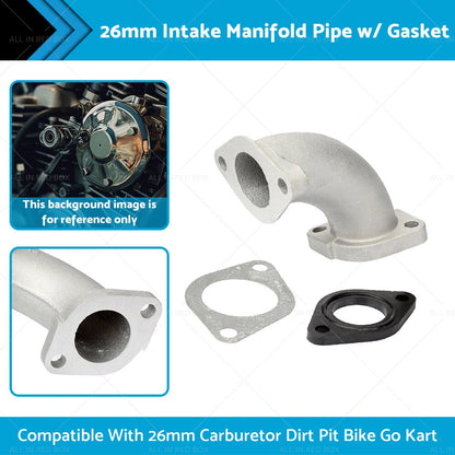 26mm Intake Manifold Pipe & Gasket for Dirt Pit Bike Go Kart