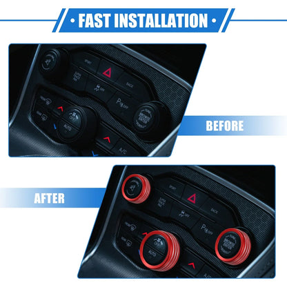 5 Pcs AC Climate Control Knob Rings for Chrysler 300, Dodge Challenger (2005-2023)