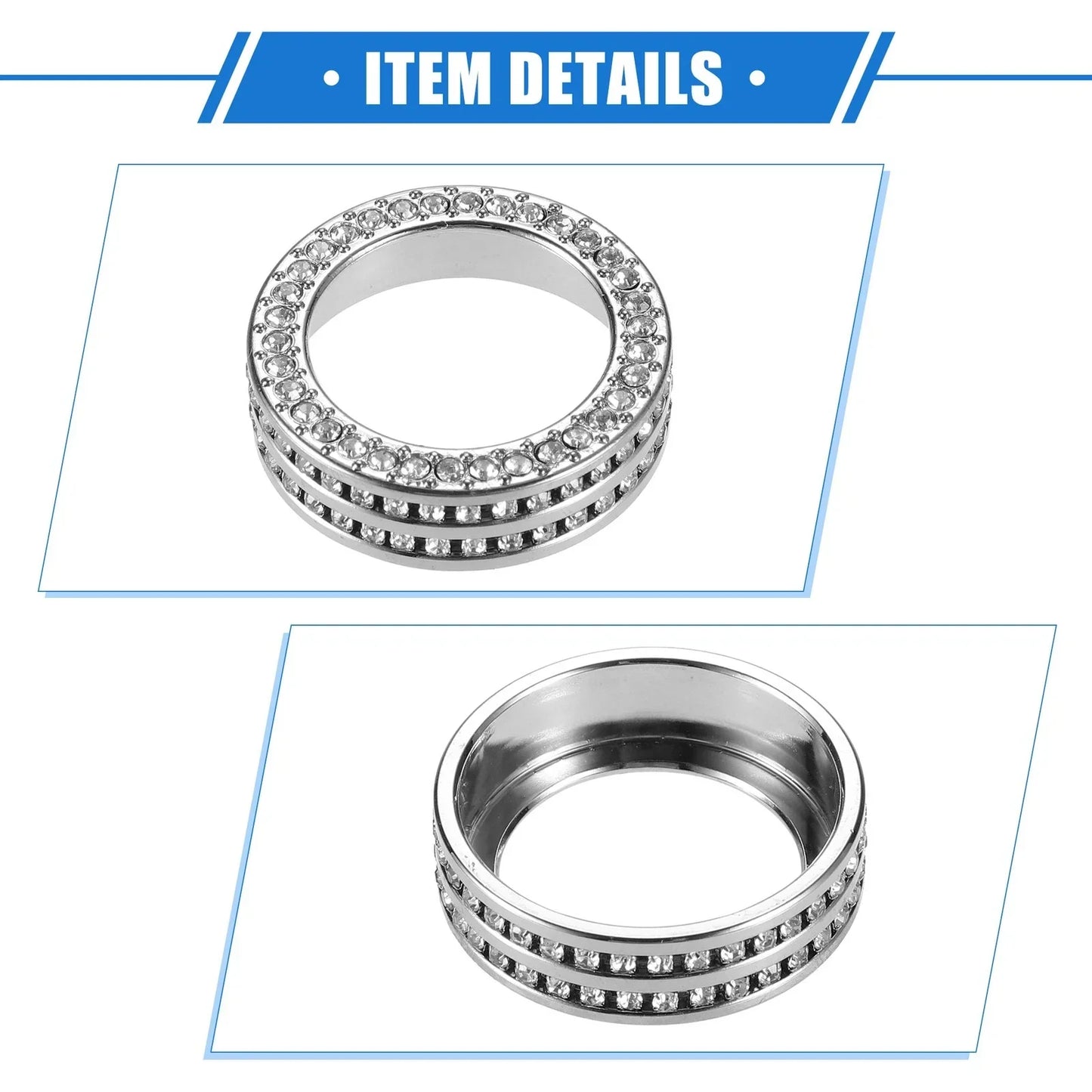 2 x Car AC Switch Knob Ring Covers for Honda Civic (2016-2021) Silver Tone