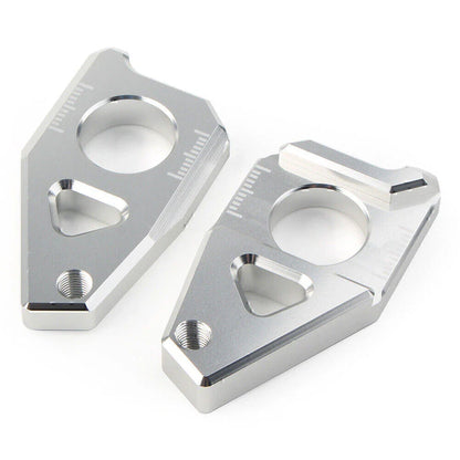 Yamaha YZF FZ8 FZ1 TMAX Silver Motorcycle Axle Spindle Chain Adjuster Blocks
