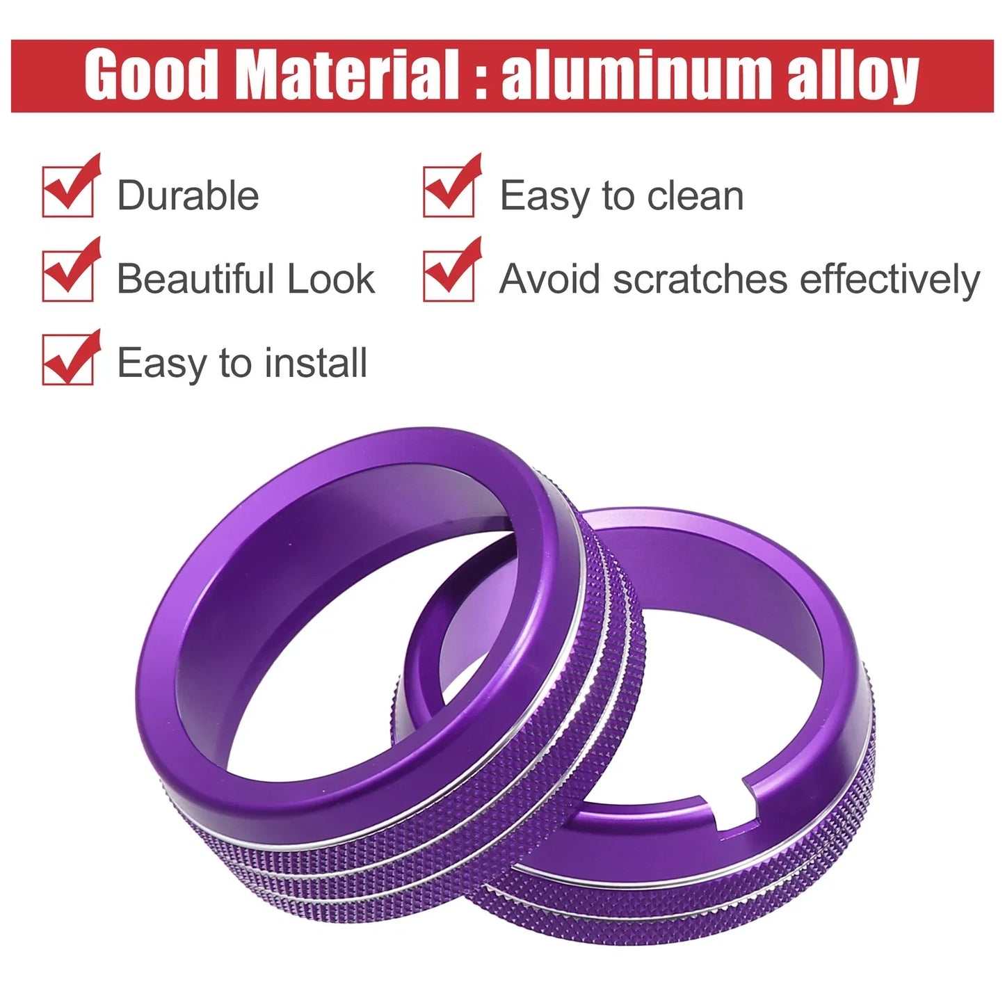 AC Switch Knob Cover Ring Trim for Dodge Ram 1500 (2019-2023) - 4 x Purple