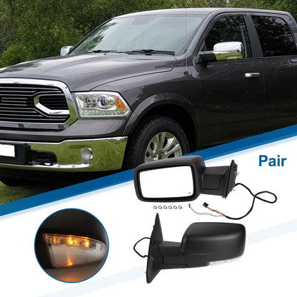 Tow Mirrors for Dodge Ram 1500 2009-2018 with Turn Signal Lights - 1 Pair