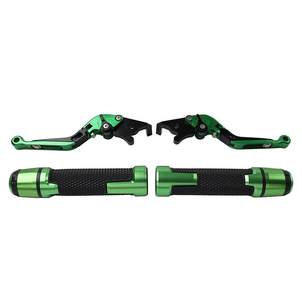 Green Extendable Brake Clutch Levers Grip Set for Kawasaki ZX6R (2005-2023)