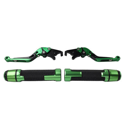 Green Extendable Brake Clutch Levers Grip Set for Kawasaki ZX6R (2005-2023)