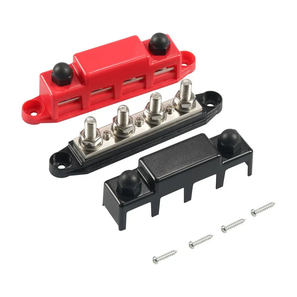 4 x Busbar Terminal Power Distribution Block with Cover for RV Yacht
