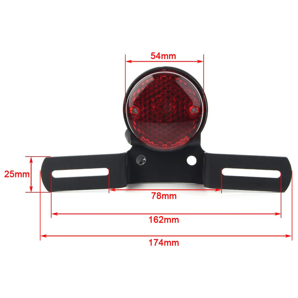 12V Round Red Motorcycle Brake Tail Light for Bobber Chopper Cafe Racer (N/A)