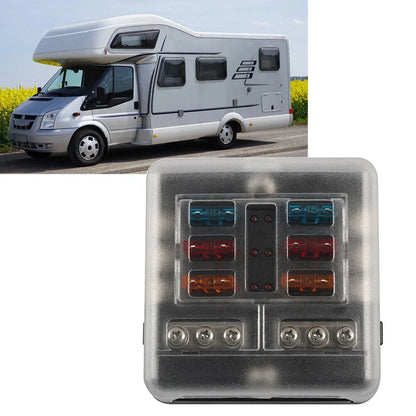 6 Way Blade Fuse Box Holder with Fuses & Light Protection Cover for Car (N/A)