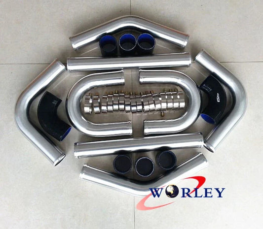 2 Inch Universal Intercooler Turbo Aluminum Piping & Black Silicone Hose
