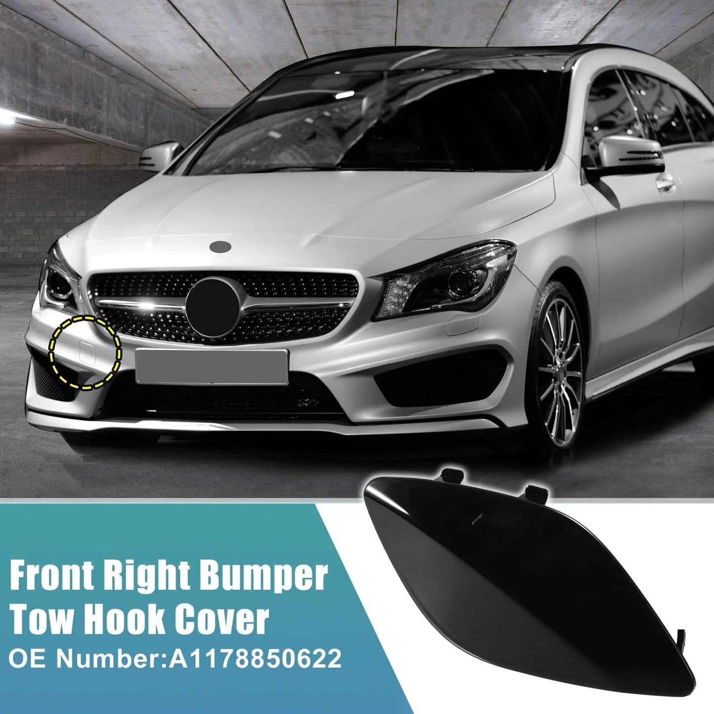 Front Bumper Tow Hook Cover for Mercedes-Benz CLA-Class (2014-2023) Black