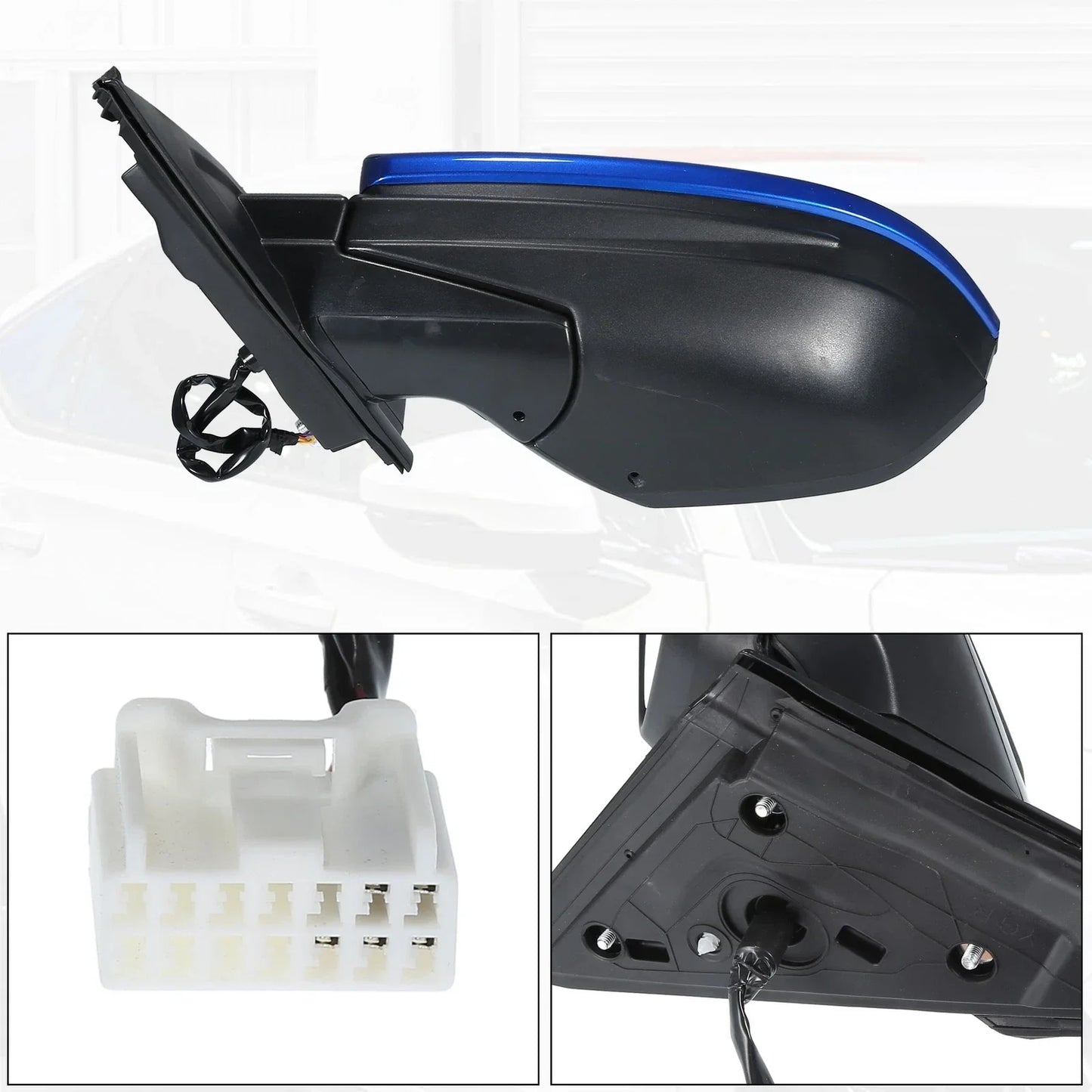 5 Pin Right Side Exterior Door Mirror Assembly Blue for Honda Civic (2016-2020)