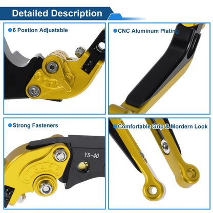 Adjustable Brake Clutch Levers for Honda CBR600RR (2003-2019) Gold Black