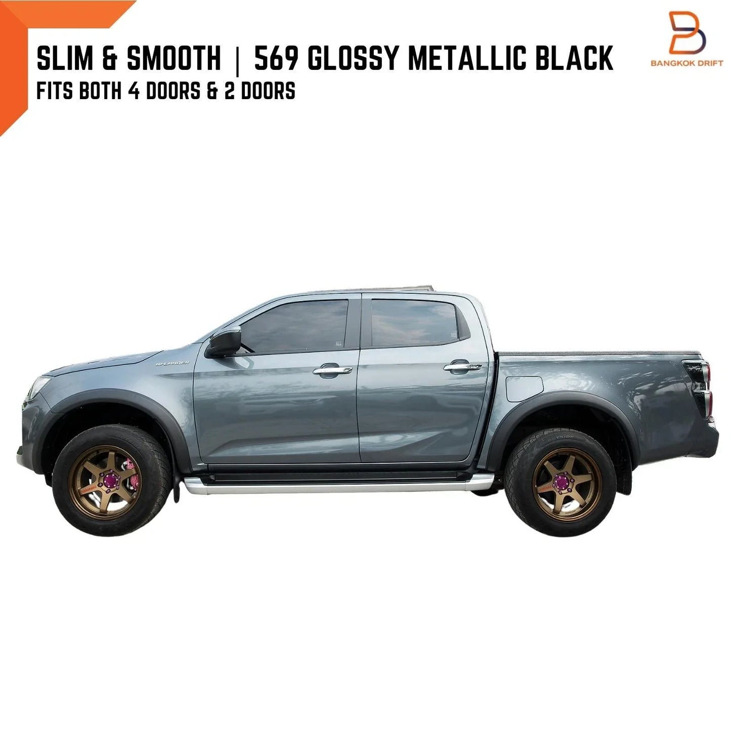 3" Slim Fender Flare Arch Gloss Black for Isuzu D-Max Dmax (2020-2023)