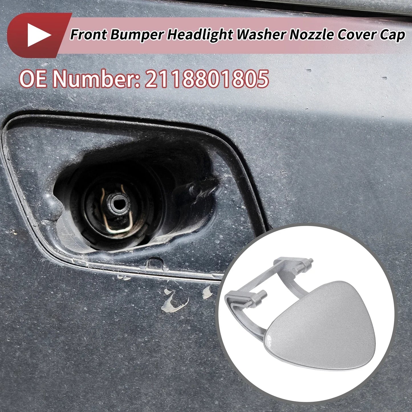 Front Right Washer Nozzle Cover for Mercedes-Benz E320 (1994-2006) Silver