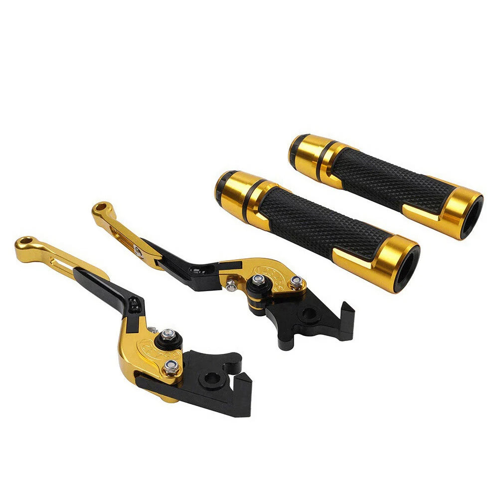 Gold Extendable Brake Clutch Levers Grip Set for Kawasaki ZX10R (2016-2023)