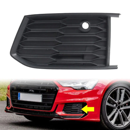 Left Front Fog Light Grille Cover Matte Black for Audi A6 S6 (2018-2024)